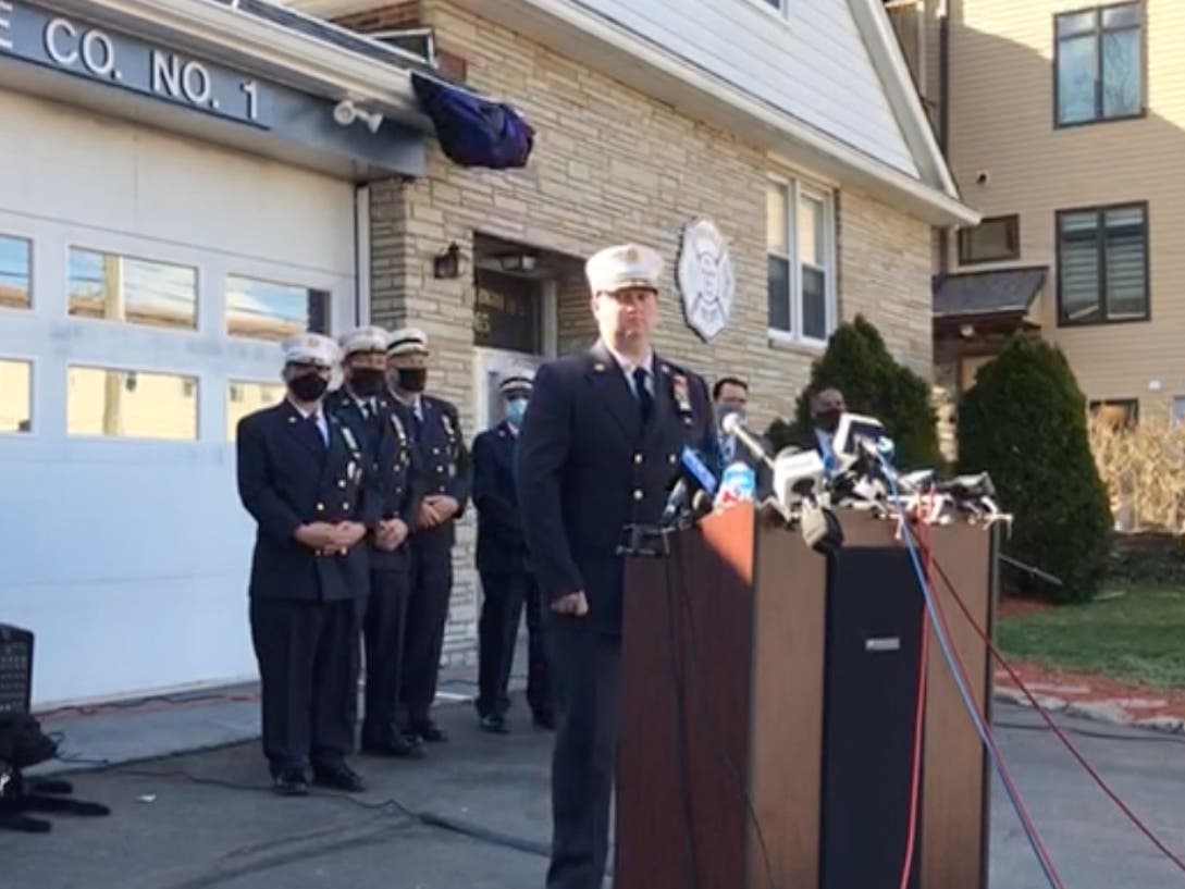 Spring Valley Fire Chief Ken Conjura briefed reporters Friday, accompanied by department officials, a Rockland Sheriff's Deputy and K-9, and two agents from the ATF.