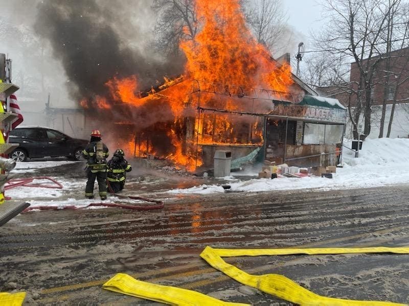 Ramapo police posted this photo Feb. 18 as Motty's Supermarket burned down in Ramapo.