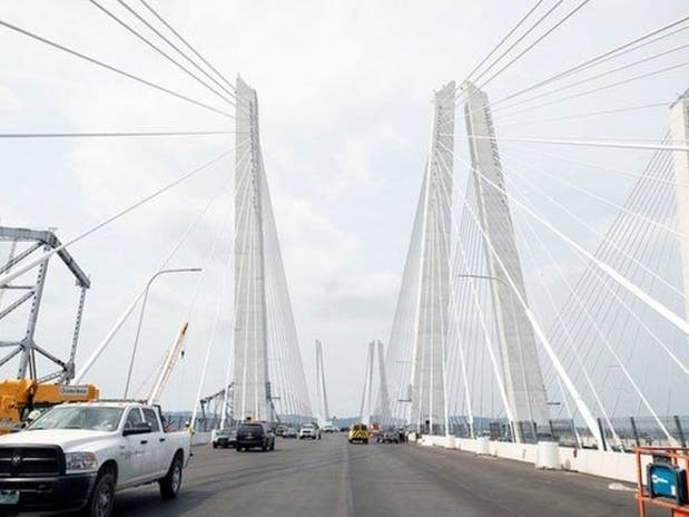 This file photo shows the Mario Cuomo Bridge under construction in August 2018.