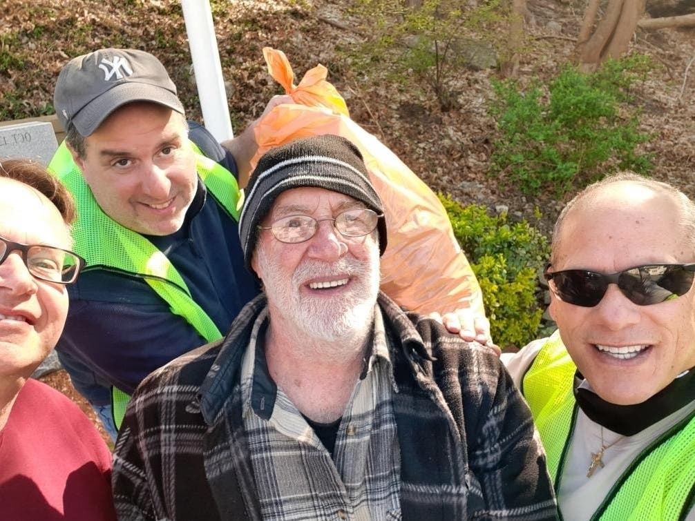 The Italian American Club in Brewster cleaned up for Earth Day. Pictured: Joe Castellano, Eric Cyprus, Steve DeMeo and Randall Calano.