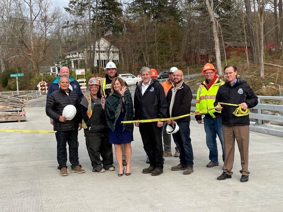 Back left to right: Thomas Feighery, John Bellucci. Front: Carl Albano, MaryEllen Odell, Fred Pena, Brian Hildenbrand, John Tully. Also included are project team members from Tectonic Engineering and Harrison & Burrowes Contracting.