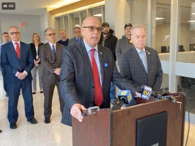 Office of Buildings and Codes Director Ed Markunas and Rockland County Executive Ed Day held a news conference Monday to announce a 30-day moratorium on permit applications in Spring Valley.