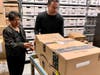 Rockland lawmakers Aney Paul and Alden Wolfe packed humanitarian supplies collected through the drive for delivery by Afya to Ukrainian refugee centers.  