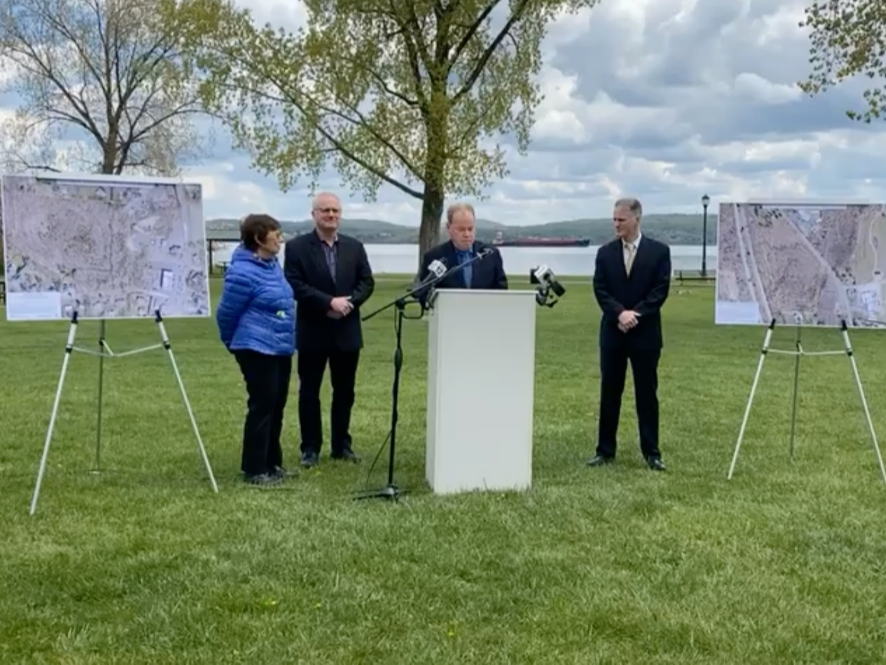 County Executive Ed Day, Rockland Legislature Chairman Jay Hood, Cora Bodkin from the South Little Tor Civic Association and Scott Milich, whose family owned Davies Farm, held a news conference about new purchases by the Open Space Acquisition Program.