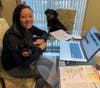 ICGS second grade teacher, Ms. Liana Pavese is joined by her pets as she prepares E-Learning lessons for her class on March 17th.