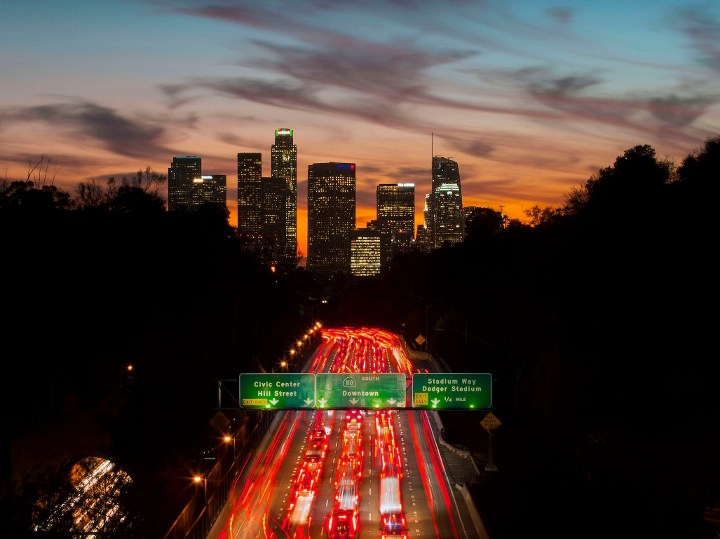 Skyline of Downtown Los Angeles. 