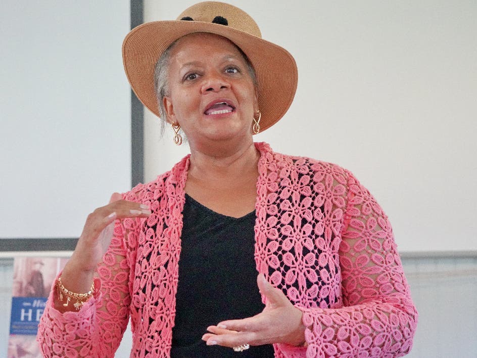 Dr. Cheryl R. Gooch discusses "Faith to Freedom: Harford to Hinsonville" at the Juneteenth celebration.