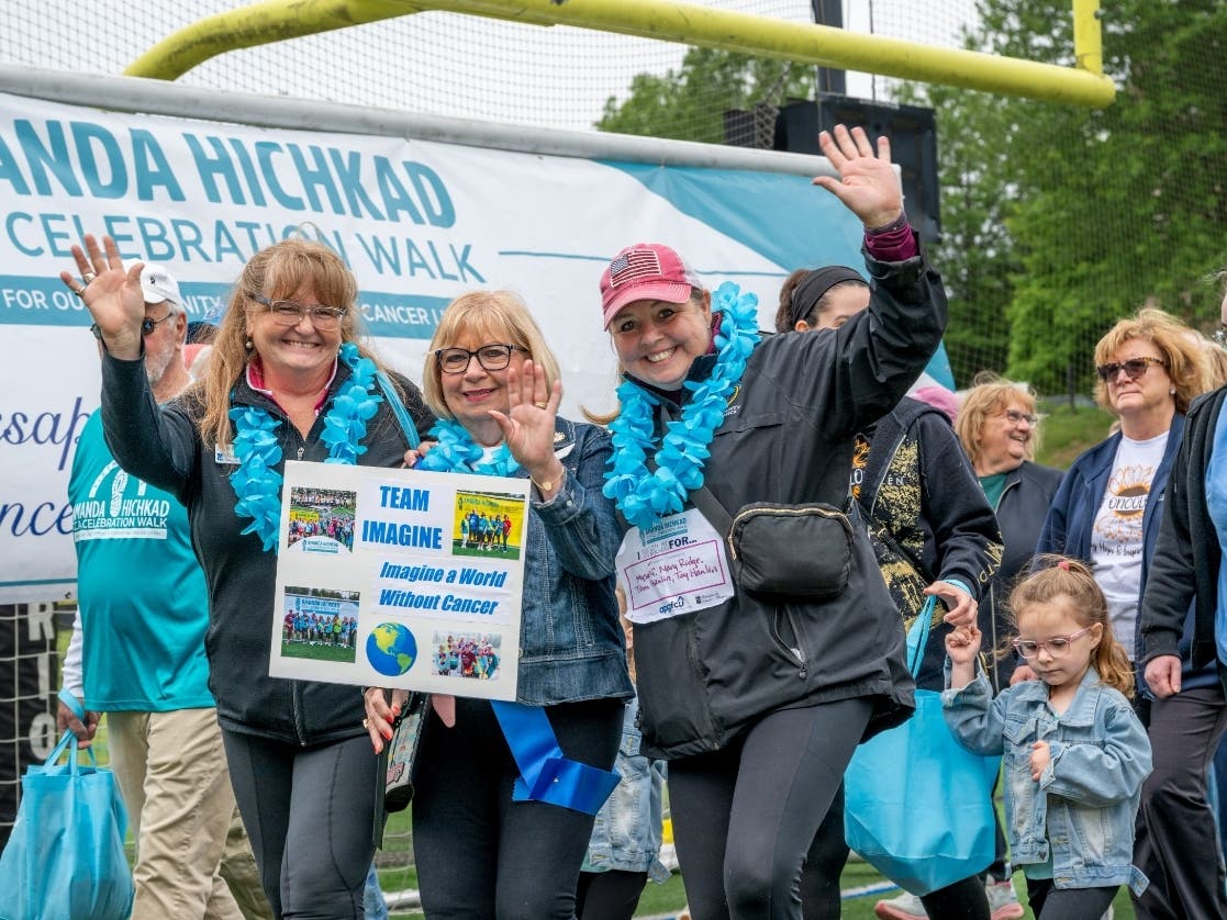 Chesapeake Cancer Alliance volunteers Mimi Maliszewski, Carol Mallon and Michelle Karczeski participate in the 13th Annual Amanda Hichkad CCA Celebration Walk May 9, raising funds for Cancer LifeNet.