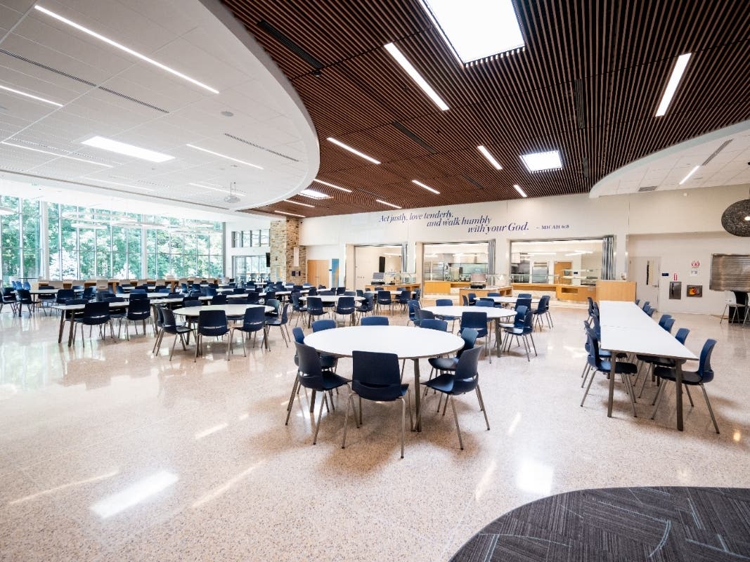 Notre Dame Preparatory School opened Huffman Commons, a state-of-the-art student center which replaced the campus’ original 1960s-era cafeteria and creates a hub for community school life, at a ceremony on August 28.
