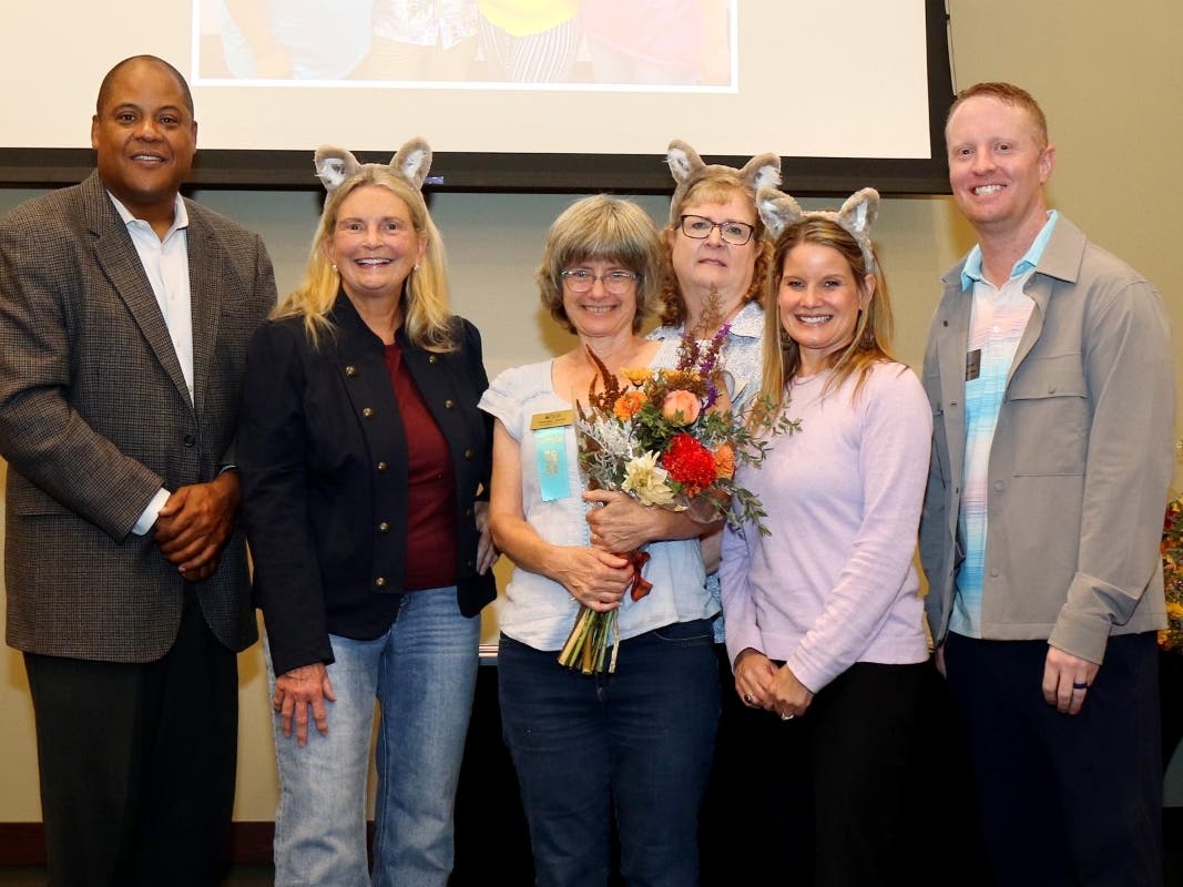 At its annual Staff Day, Harford County Public Library honored team members for service anniversaries. Among those recognized was the Bel Air Library’s Claudia Smith, library associate II-Children’s Services (third left), for 35 years of service.