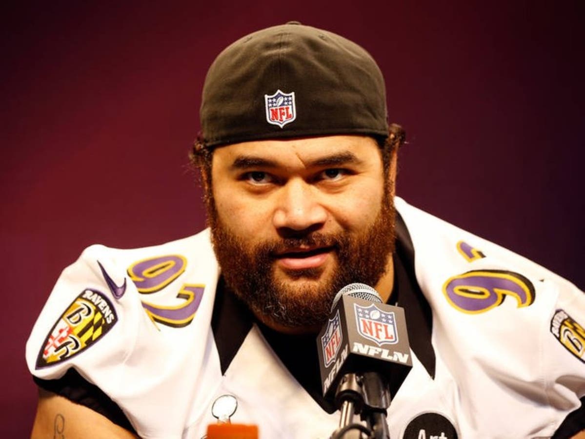 Ex-Raven Haloti Ngata before Super Bowl XLVII in January 2013 in New Orleans. He announced his NFL retirement.