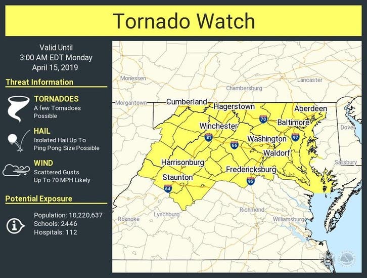 Tornado Watch Issued For Northern Virginia, DC Overnight | Old Town ...