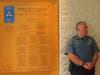 Anne Arundel County Police officer Keith Doyle stands behind attendees arriving for Rosh Hashanah services at Temple Beth Shalom in Arnold, Maryland, on Sept. 30, 2019. 