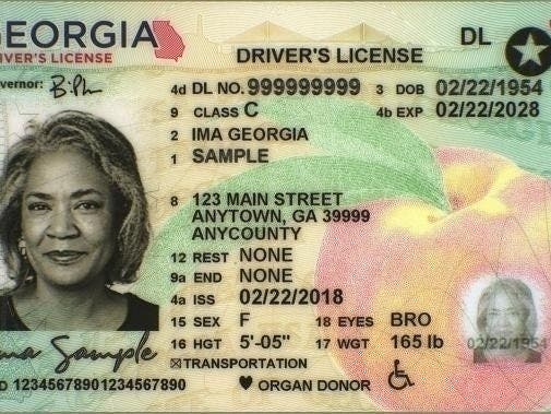 Here's an example of what your Georgia-issued Real ID looks like; you must have one by October 2021.