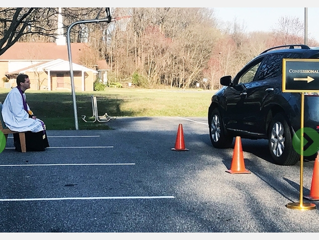 The Rev. Scott Holmer of Bowie is offering drive-thru confessions to lower the risk of spreading the coronavirus to parishioners.
