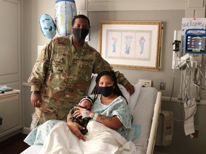 A baby boy at St. Joseph Medical Center waited until his dad arrived home from the Ozarks to enter the world.