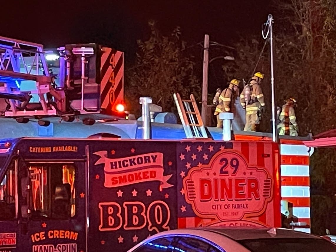 Fairfix Fire Department crews are battling a blaze at 10536 Fairfax Blvd. in Fairfax, the home of 29 Diner. The business was closed when the fire was reported.