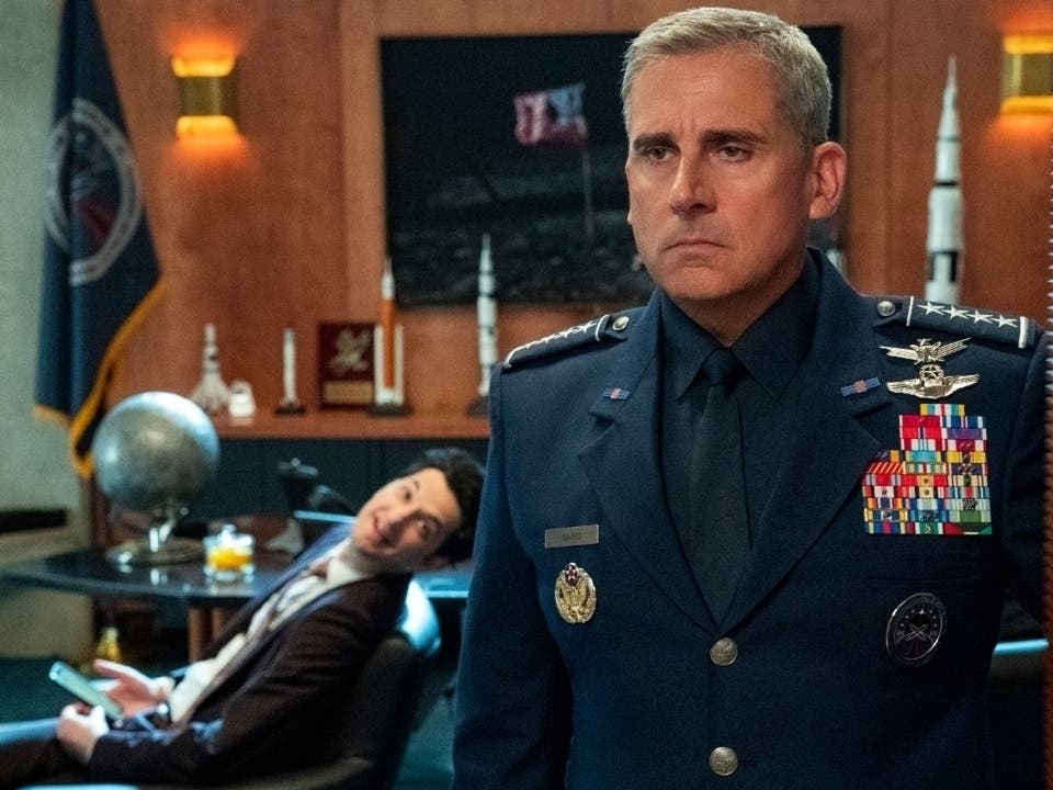 Steve Carell and Ben Schwartz in "Space Force."