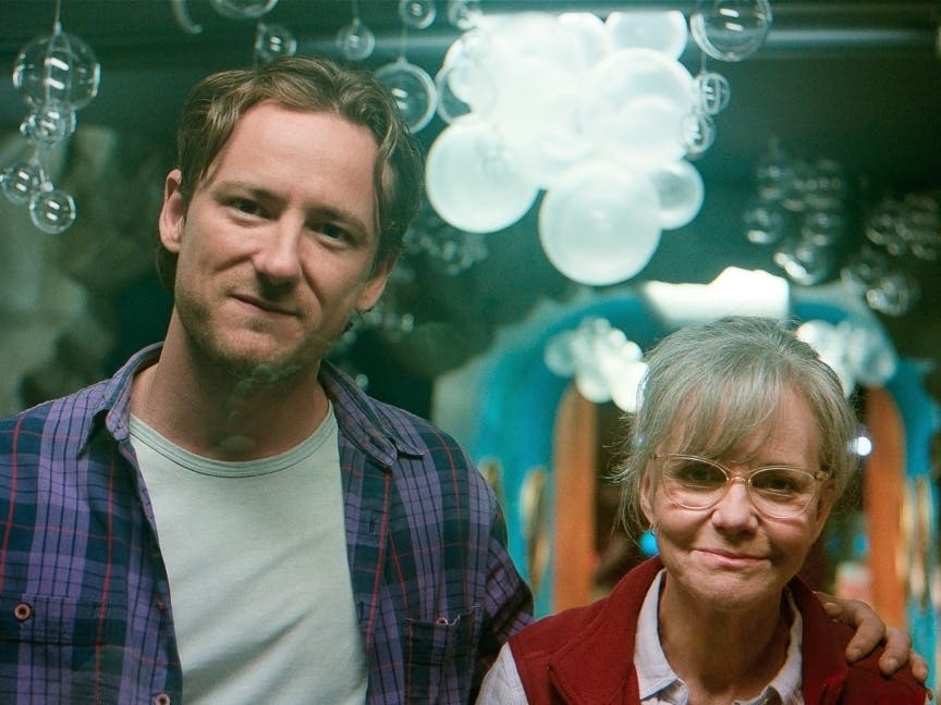 (L to R) Lewis Pullman as Cameron and Sally Field as Tova in "Remarkably Bright Creatures." 