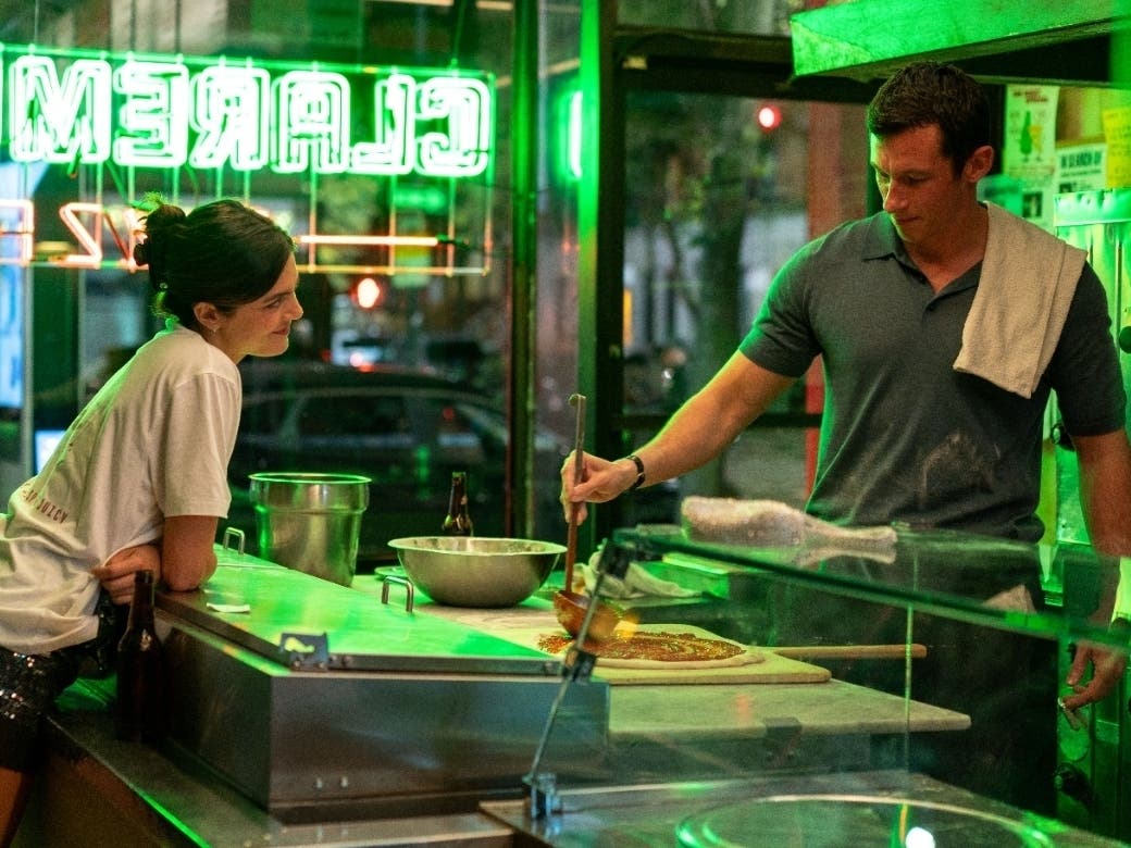 (L-R) Monica Barbaro and Callum Turner in "One Night Only." (Universal Pictures)