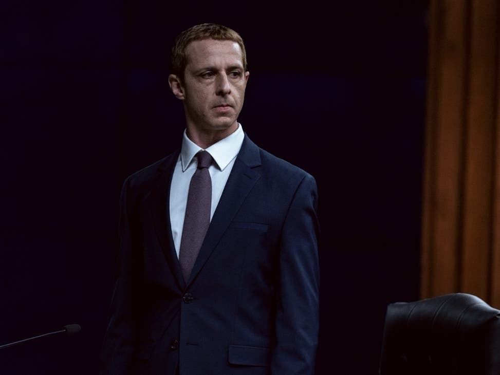 Jeremy Strong as Mark Zuckerberg in "The Social Reckoning."