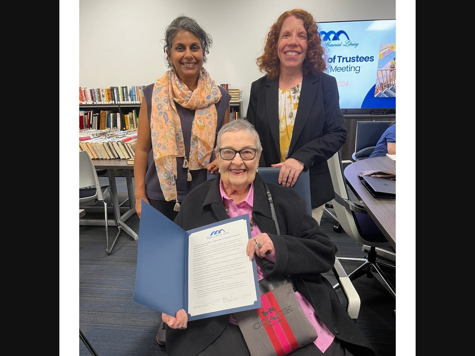 Westfield Library Board recognizes Genealogical Society w/ Resolution ...