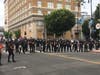 And LAPD skirmish line amasses to stop protesters in Hollywood Tuesday.