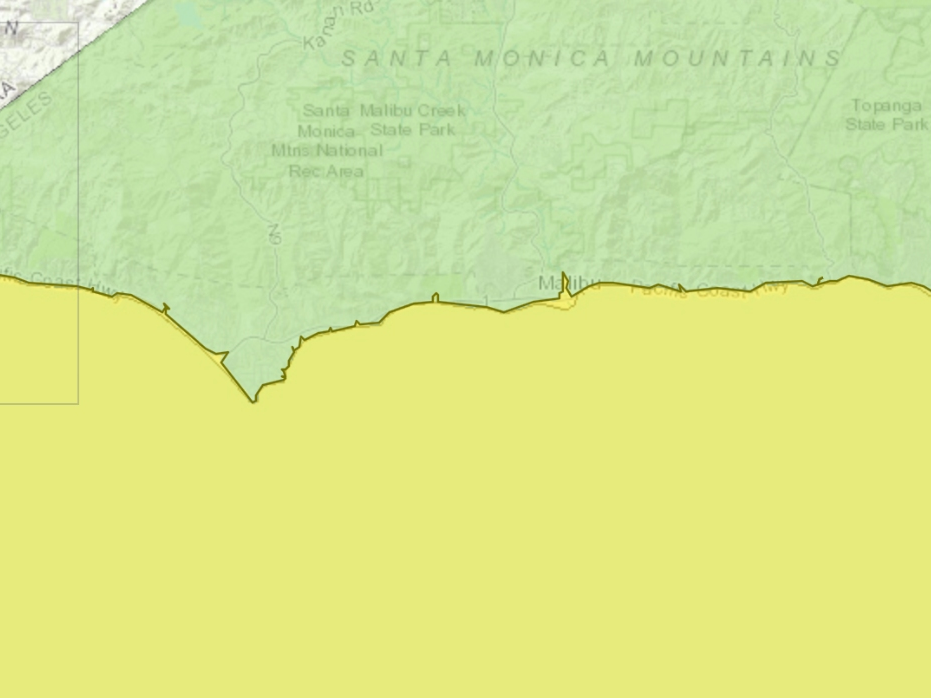 These low-lying neighborhoods outlined in yellow are at risk of major damage from a tsunami.