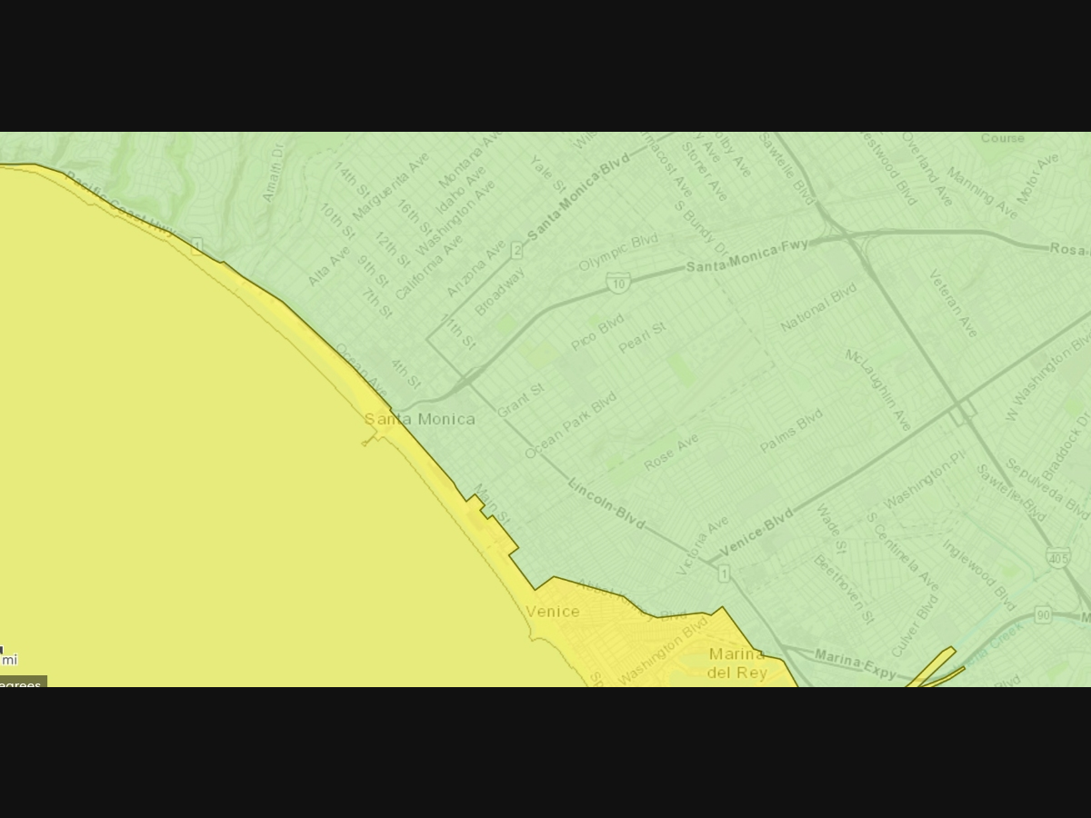 The area highlighted in yellow is vulnerable in the event of a tsunami. 