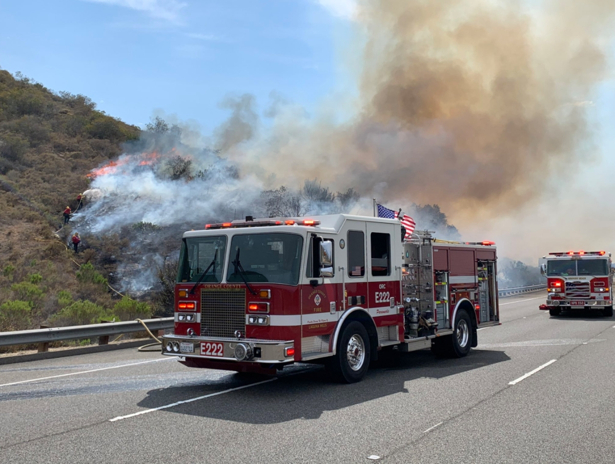 A series of small brush fires broke out along the 73 Toll Road near Laguna Canyon Road Wednesday afternoon.