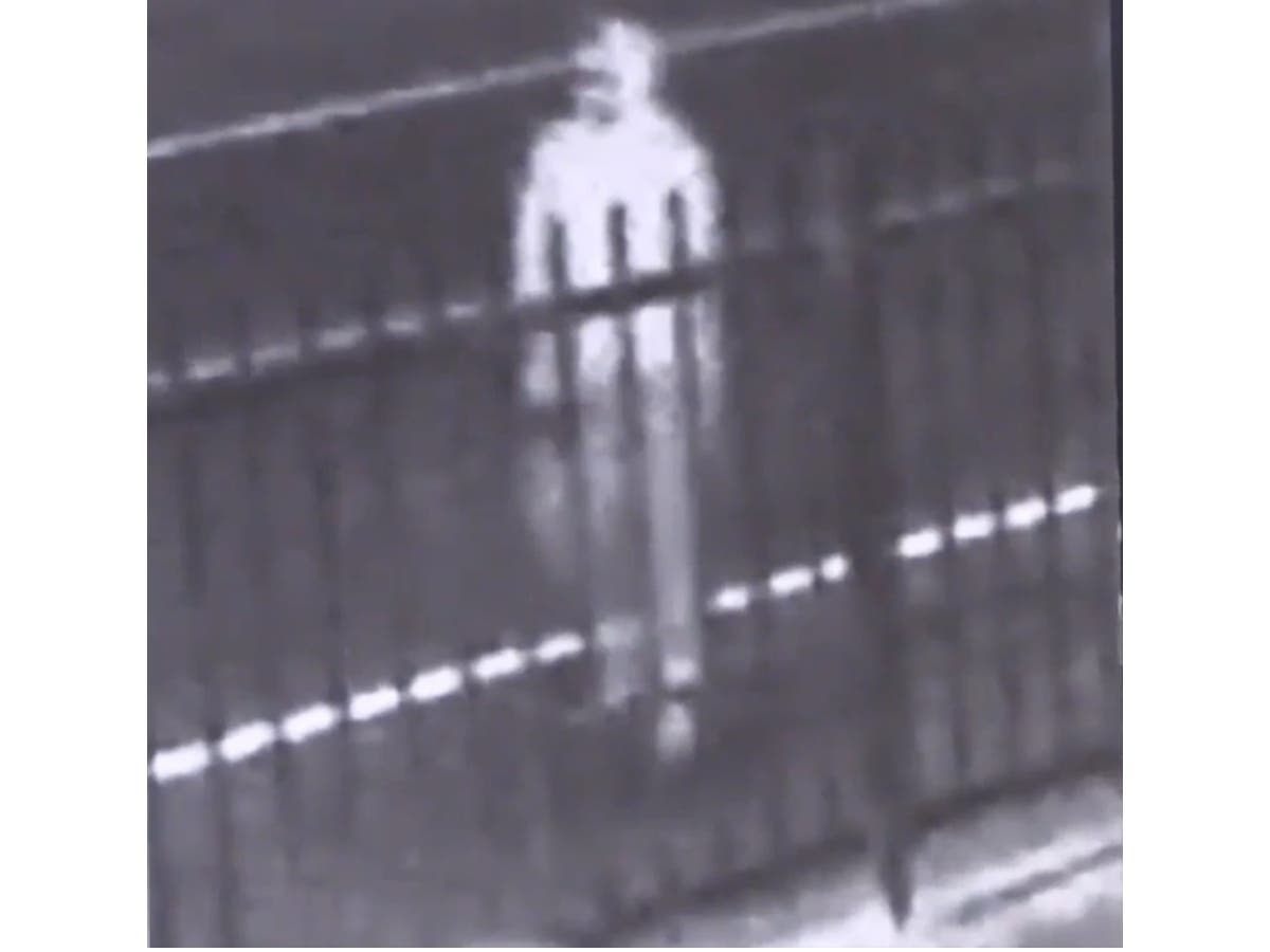 A security camera captured this image of a man suspected of shooting and killing three homeless men in Los Angeles this week.