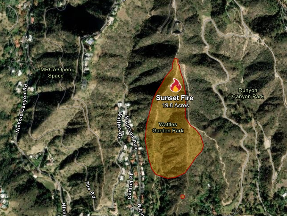 Hollywood Hills Fire Map: See Sunset Fire Perimeter, Evacuation Areas