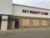 Sky Wig & Beauty in North Ridge Plaza on Larkin boarded up.