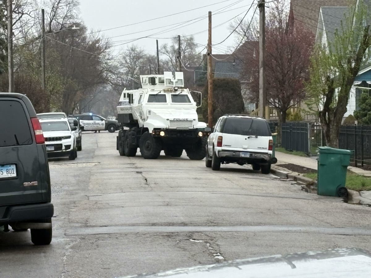 A large police presence, including an armored police vehicle, was seen in the 400 block of Garnsey Avenue as officers carried out a search warrant on Thursday.