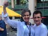Director Rachel Feldman and Nathan Fillion on the set of "The Rookie"