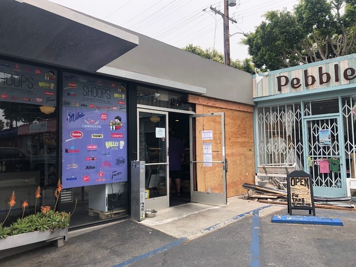 Santa Monica police are investigating a hit-and-run crash at Shoop's Delicatessen. 
