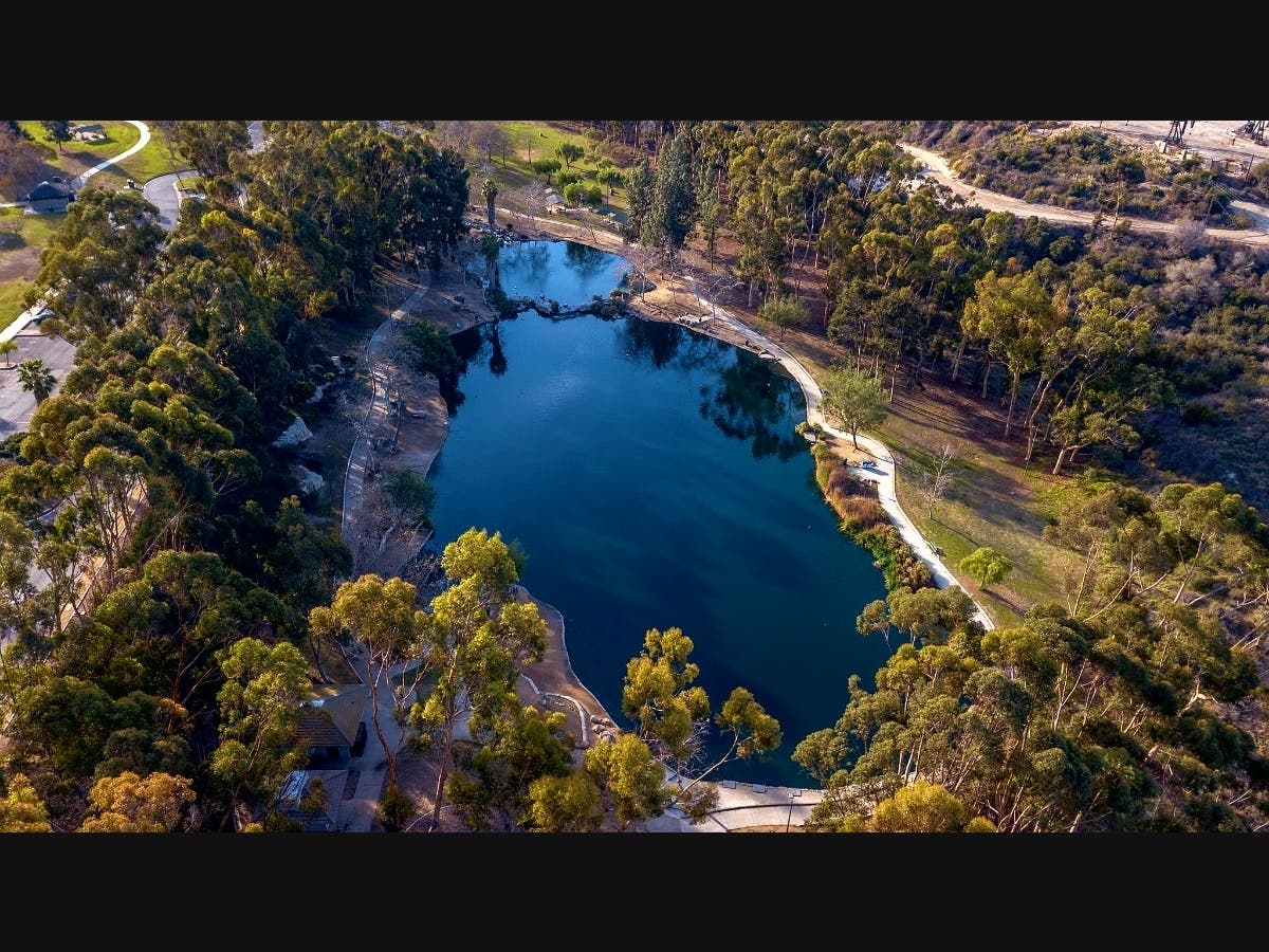 An aerial view of Kenneth Hahn Park at 4100 S. La Cienega Blvd.
