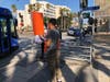 Firefighters responded to a crash in Santa Monica Wednesday next to a protest outside Santa Monica Police Department headquarters.