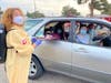 Families arrived for a drive-thru Halloween event in Santa Monica last week.