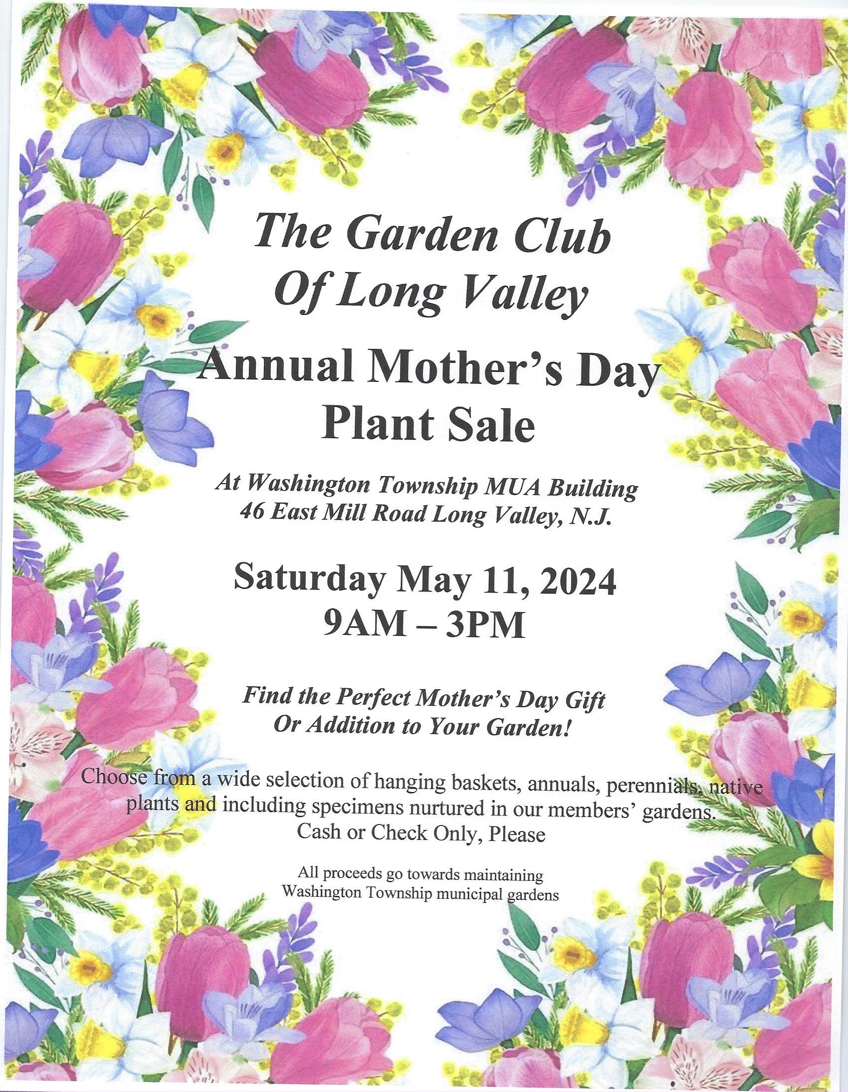 May 11 Garden Club of Long Valley Mother's Day Plant Sale Long