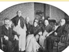Residents on the porch at the Alford Street Almshouse