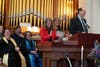 Rep. Tami Gouveia, Rep. Kate Hogan, and Sen. Jamie Eldridge speak at Rev. Cindy's installation