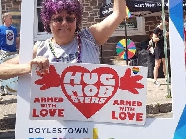 Edie Weinstein is behind the Hugmobsters Armed With Love movement. The Doylestown, Pennsylvania, woman told Patch she planned to hug as many people as she could Sunday to celebrate her 61st birthday.