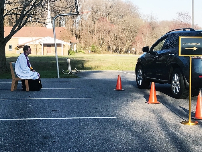 A photo of a Maryland priest at a drive-thru confessional illustrates a dilemma for people of faith as the coronavirus spreads. Not only that, many churches have cancelled Easter services, a time when Christians rejoice in the resurrection of Christ.