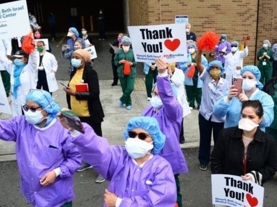 This rally was held in New Jersey, but Americans across the country are finding ways to show medical and other front-line workers how much they are appreciated during the coronavirus crisis.