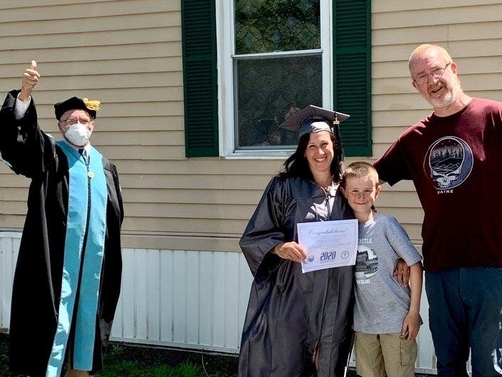 State University of New York-Ulster President Al Roberts drove hundreds of miles to hand-deliver diplomas to every graduate of the community who had planned to participate in commencement exercises canceled by the coronavirus pandemic.