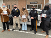 Kiwanis Club of Greater Roxbury President Cain Pope, Wharton Police Detective Richard Ornelas, Kiwanis Club Charter Member Jessica Rudnicky, Wharton Police Officer Michael Flora and Kiwanis Club of Roxbury Treasurer Damian Hernandez 