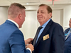 Martin Slezak, the new NJ District Kiwanis Governor, places the official “Governor-Elect” on the new incoming Governor-Elect Frank Cahill