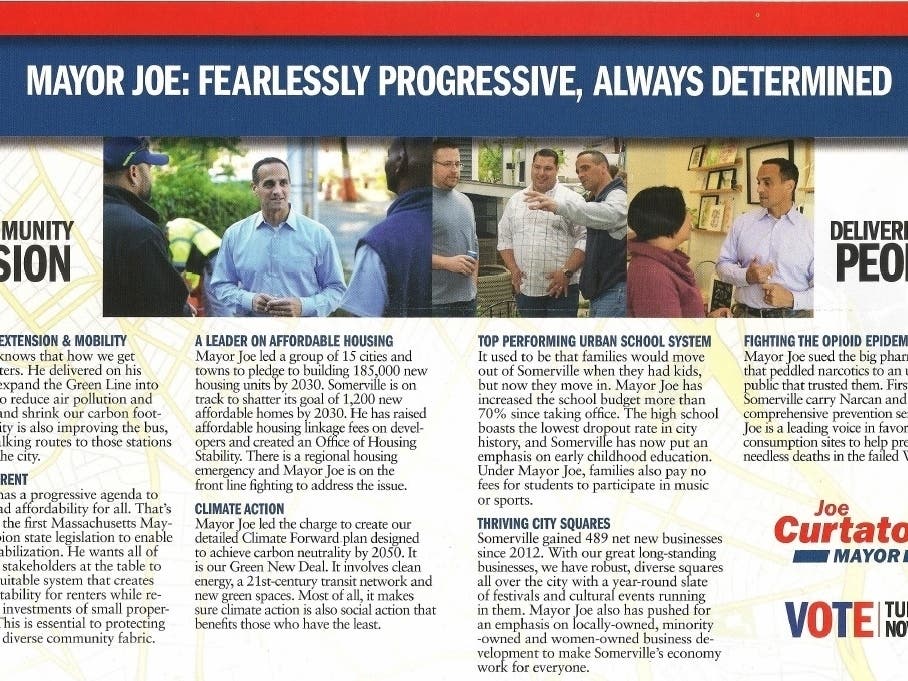 Reading Joe Curtatone's campaign literature, you might believe he is the most progressive mayor in America. 