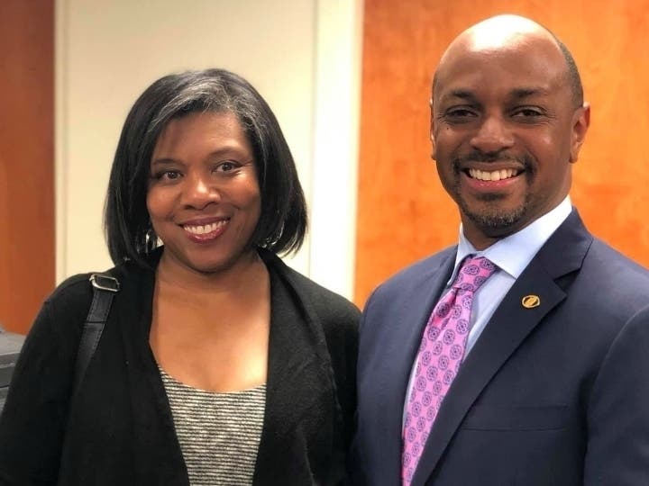 (L-R) Adrienne Fudge/Founder, 40 Dreams Catering, Malaney J. Hill/Chapter Officer of Alpha Alpha Lambda